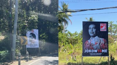Baliho PSI Partai Jokowi dan Foto Kaesang Pengarep Bertebaran di Karangasem
